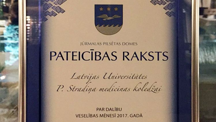 LU PSK pateicība no Jūrmalas domes